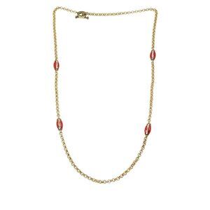 Heidi Daus Madison & 68th Red Enamel & Crystal Toggle Necklace, 40"
